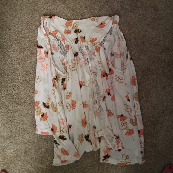 Free People Floral Tank Top - White and Orange - Picture 5 of 16